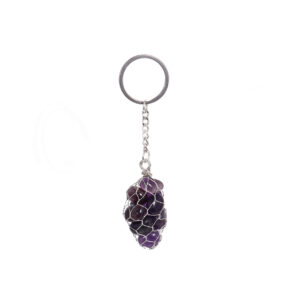 Amethyst in Net Wire Bag Keychain