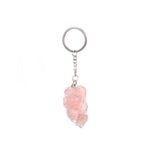 Rose Quartz in Net Wire Bag Keychain