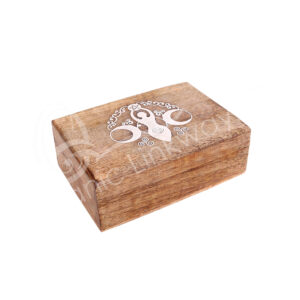 Machine Carved Moon Goddess Mango Wood Box