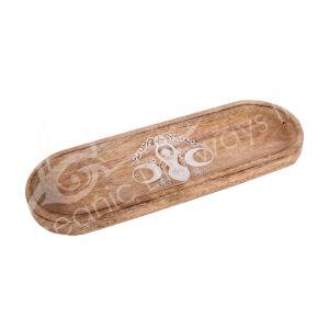 Laser Engraved Moon Goddess Oval Mango Wood Incence Holder