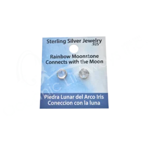 Rainbow Moonstone Sterling Silver Round Earrings