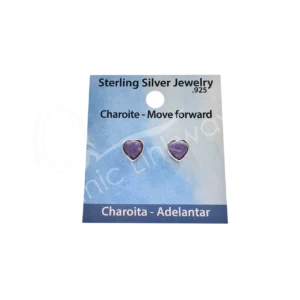 Charoite Heart Sterling Silver Stud Earrings