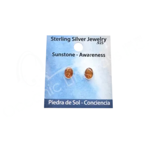 Sunstone Oval Stud Sterling Silver Earrings