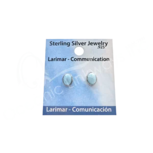 Larimar Sterling Silver Oval Stud Earrings