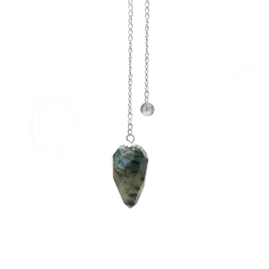 LABRADORITE TEARDROP FACETED PENDULUM WITH PLAIN CHAIN