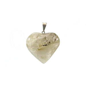 Polished Rutilated Quartz Heart Pendant