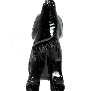 Wolf Black Onyx Carving with Moon 1.5"
