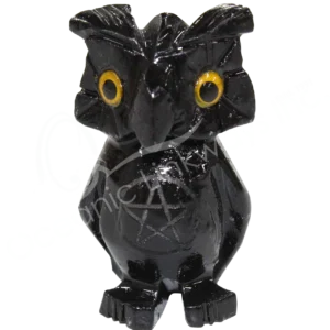 Owl Black Onyx Carving 1.5"