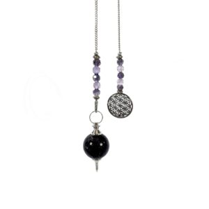 PENDULUM - BALL AMETHYST FLOWER OF LIFE BEADED CHAIN