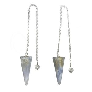 Hexagonal Blue Lace Agate Pendulum with Plain Chain