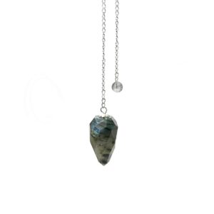 Labradorite Teardrop Faceted Pendulum with Plain Chain