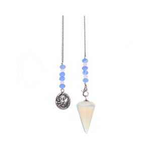 Hexagonal Opalite Glass Beads Chain with Charm Pendulum