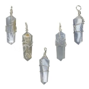 Blue Lace Agate Wire Wrapped Pendant