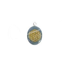 Angelite with Engraved Flower of Life Worry Stone Pendant