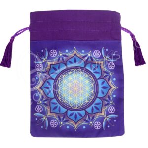 Lilac Flower of Life Mandala with Tassels Printed Bag