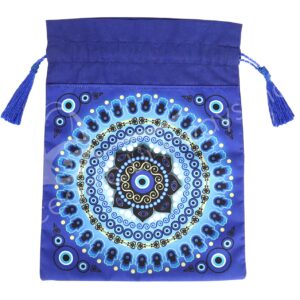 Blue Evil Eye Mandala with Tassels Printed Bag