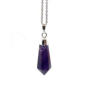 Amethyst Diamond Shape Pendant 1.5-1.75"