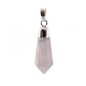 Rose Quartz Diamond Shape Pendant 1.5-1.75"