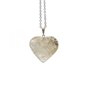 Polished Rutilated Quartz Heart Pendant
