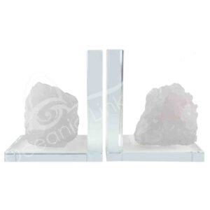 Rough Crystal Quartz Geode Bookends