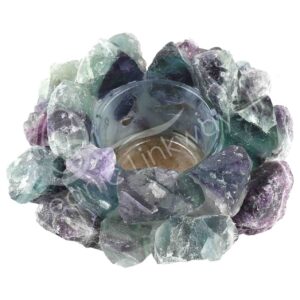 Rough Rainbow Fluorite Tealight Holder