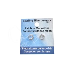 Rainbow Moonstone Sterling Silver Round Earrings