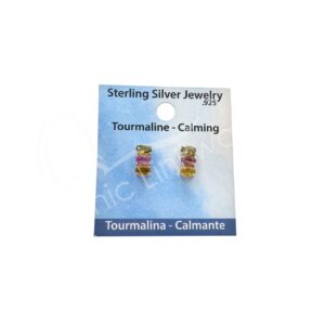 Tree Faceted Rainbow Tourmaline Sterling Silver Stud Earrings