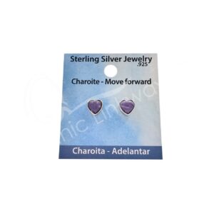 Charoite Heart Sterling Silver Stud Earrings