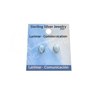 Larimar Sterling Silver Oval Stud Earrings