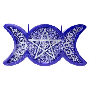 Purple Triple Moon with Pentacle Candle