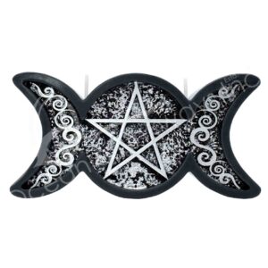 Black Triple Moon with Pentacle Candle