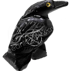 Raven Black Onyx Carving with Pentacle 1.5"