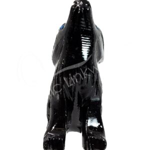 Wolf Black Onyx Carving with Moon 1.5"