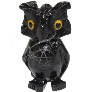 Owl Black Onyx Carving 1.5"