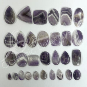 Chevron Amethyst Cabochon Mixed Shapes and Sizes