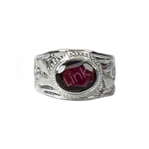 Jali Faceted Garnet Ring Sterling Silver