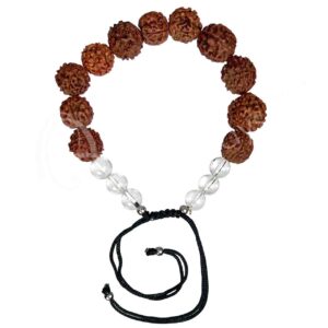 Adjustable Rudraksha & Crystal Quartz Bracelet