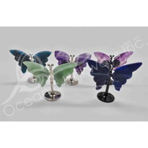 Mixed Stones Butterfly on Metal Stand