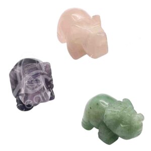 Mixed Stones Elephant Carving (Pack of 3)