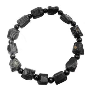 Black Tourmaline Tumbled Tube Bracelet