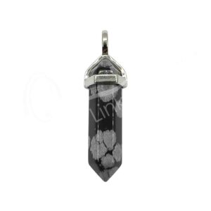 Snowflake Obsidian Double Terminated Faceted Point Pendant