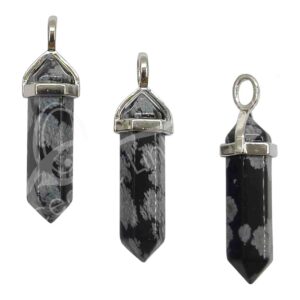 Snowflake Obsidian Double Terminated Faceted Point Pendant