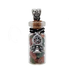 Necklace Jade & Carnelian Chips stones in a bottle