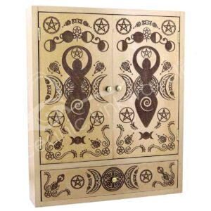 Wood Laser Engraved Goddess Hanging Cabinet