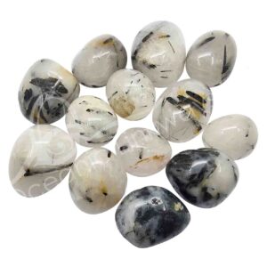 Quartz with Black Tourmaline Rutile Tumbled Stones