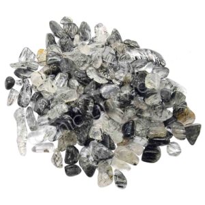 Quartz with Black Tourmaline Rutile Tumbled Chips