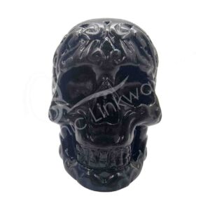 Black Obsidian Skull Carving with Details