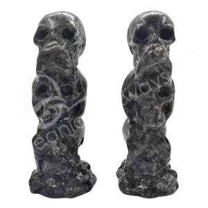 Flame Stone Triple Skulls Carving