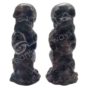 Garnet Triple Skulls Carving