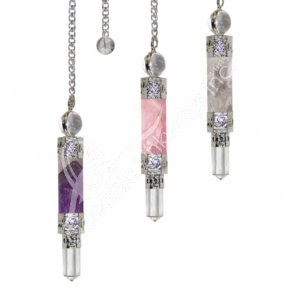 Mixed Stones Wand Pendulum with Plain Chain